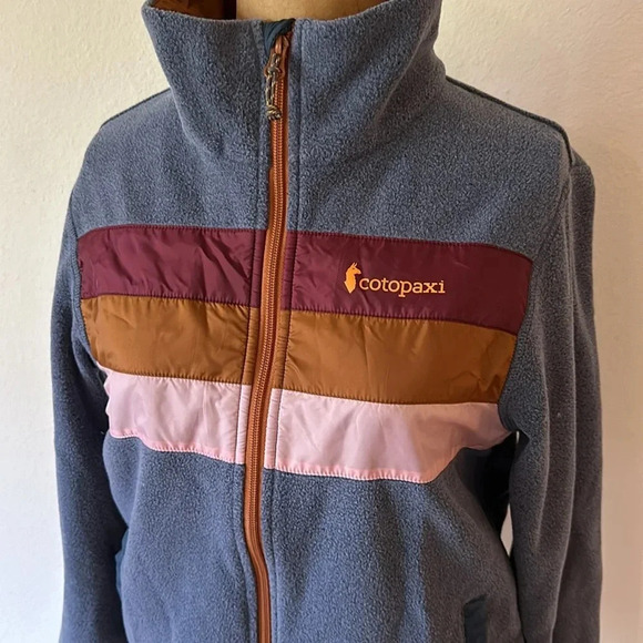 Cotopaxi sz XS Teca fleece jacket front zip blue and earth tone stripes pockets - Picture 4 of 7